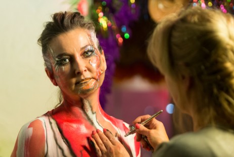 Bodypainting Event im MEC, Renate und Modell Jana von vorne